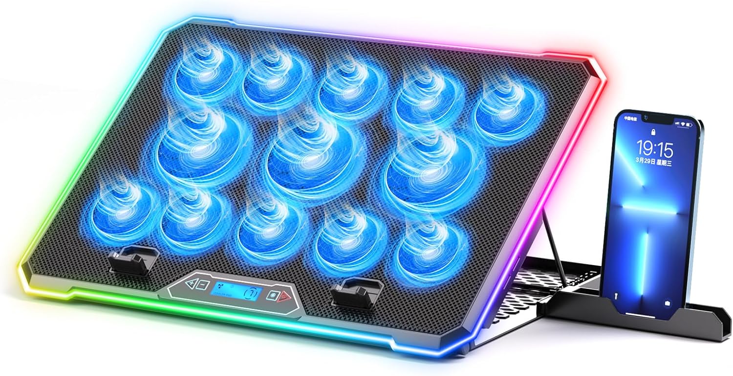 Laptop Cooling Pad - كمبيوتر محمول RGB وسادة تبريد ،